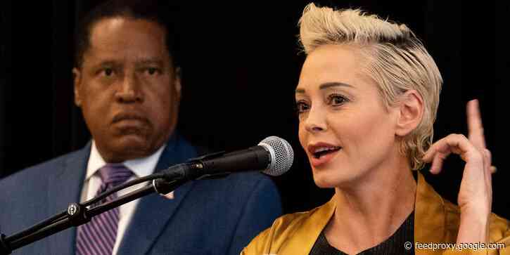 Rose McGowan appeared with Larry Elder and accused Gov. Gavin Newsom's wife of trying to silence her about Harvey Weinstein