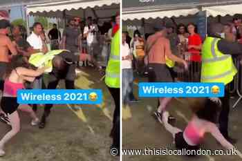 Wireless Festival security guard slaps woman mid-scuffle