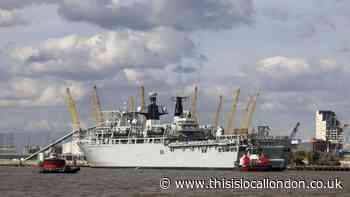 HMS Albion: Navy ship makes rare visit to Greenwich, London