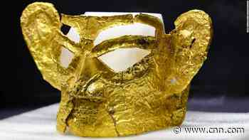 Gold mask among 3,000-year-old relics unearthed from sacrificial pits