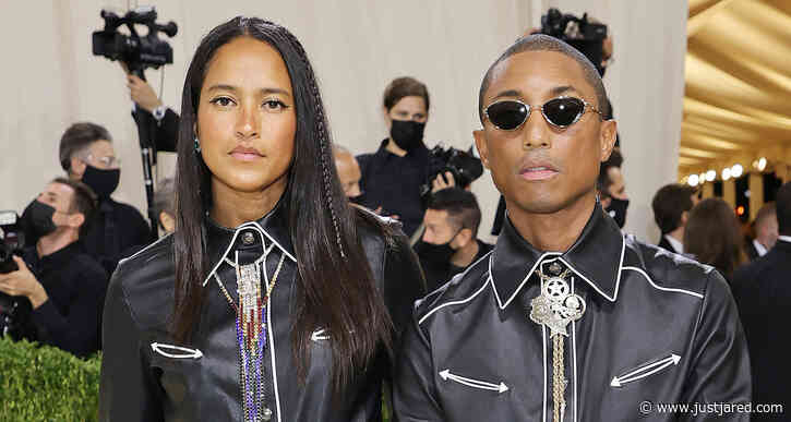 Pharrell Williams & Wife Helen Match in Leather Cowboy-Inspired Outfits for Met Gala 2021