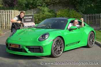 ‘I just can’t believe it’: Blackburn man wins Porsche 911 and £50,000 in cash