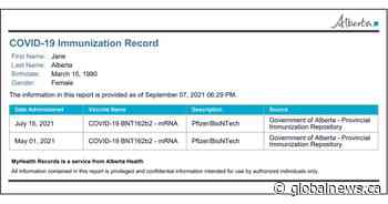 COVID-19: Printable proof-of-vaccination card to be available to Albertans this week