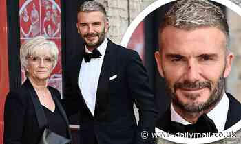 David Beckham sports a mystery scratch on his nose as he joins mum Sandra at Who Cares Wins Awards