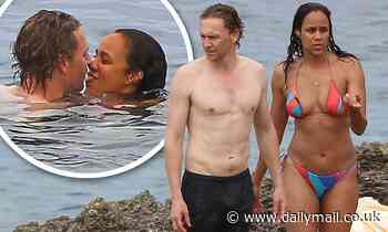 Shirtless Tom Hiddleston packs on the PDA with bikini-clad girlfriend Zawe Ashton