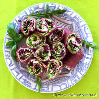 Bietenwraps met doperwtenpuree