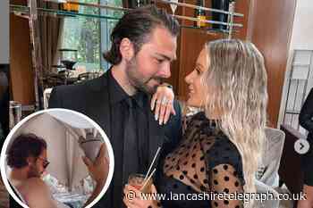 Bradley Dack battles with parasol on Olivia's Instagram post