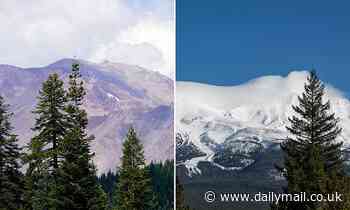Record high temperatures and drought have left California's Mt. Shasta without its usual snowcover