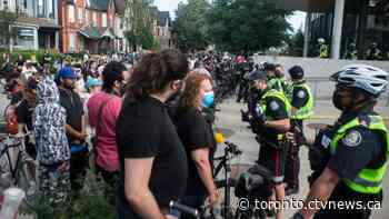 Police seek eight suspects in violent protest outside 14 Division following clearing of homeless encampment