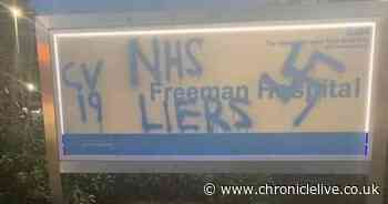 Outrage as vandals spray Covid graffiti featuring swastika on signs at Freeman Hospital