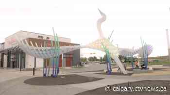 Colourful new crane statue with 35-metre wingspan unveiled in south Calgary - CTV News Calgary