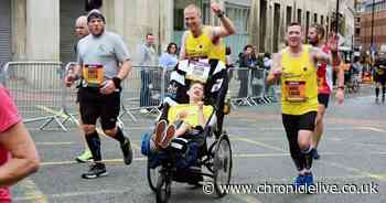 Gateshead teen unable to walk or talk completes Great North Run in new wheelchair