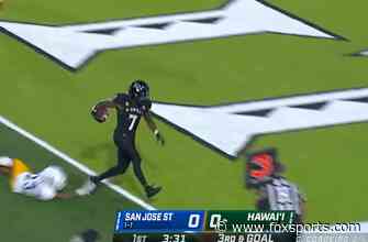 Calvin Turner rushing TD gives Hawaii a lead 7-0 over San Jose State