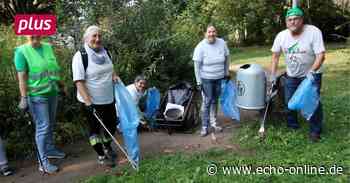 Mit blauer Tüte und Greifzange gegen Müll in Bischofsheim - Echo Online