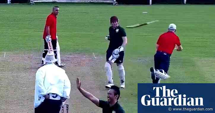 Cricketer accidentally throws bat at teammate after run-out  – video