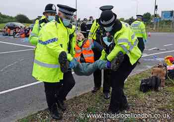 Environmental protesters block traffic on M25 again