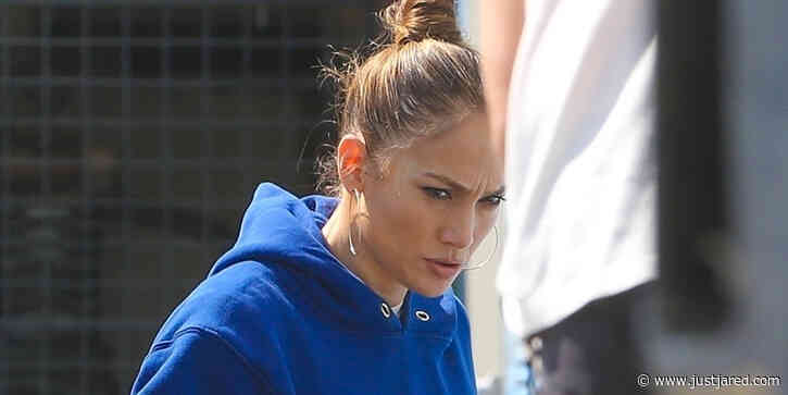 Jennifer Lopez Rocks an All-Blue Sweatsuit for a Studio Session in Burbank