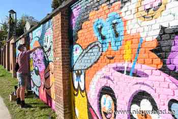 Street Art van Bué The Warrior siert muur van OLVP-school