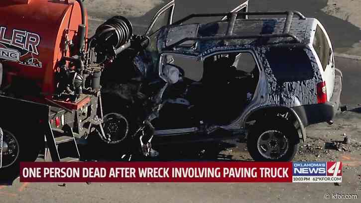 Moore man dies after wreck involving paving truck in Oklahoma City