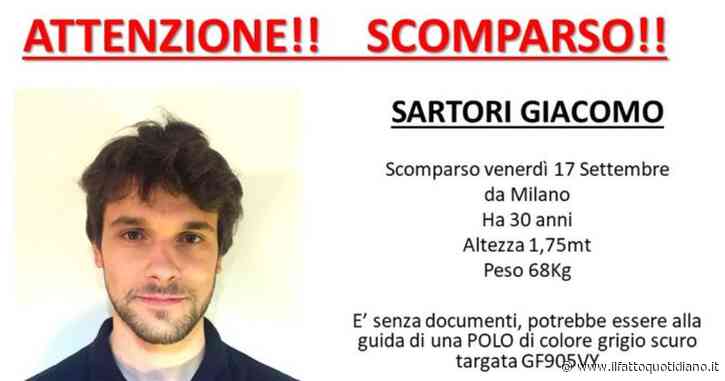 Giacomo Sartori, giovane di 30 anni sparito a Milano dopo il furto del suo zaino. Ritrovata l’auto in provincia di Pavia