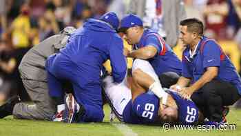 Giants' Gates still in hospital after fracturing leg