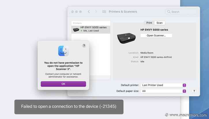 Apple Says Scanner Permission Error Fixed in macOS 11.6