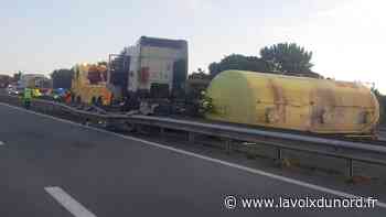 Un camion citerne se couche sur l'autoroute A1 entre Arras et Bapaume, le trafic perturbé - La Voix du Nord