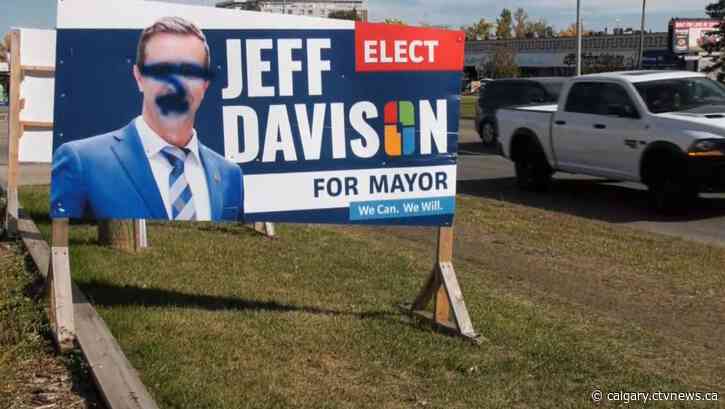 Calgary mayoral candidate's signs damaged, claims he's been targeted