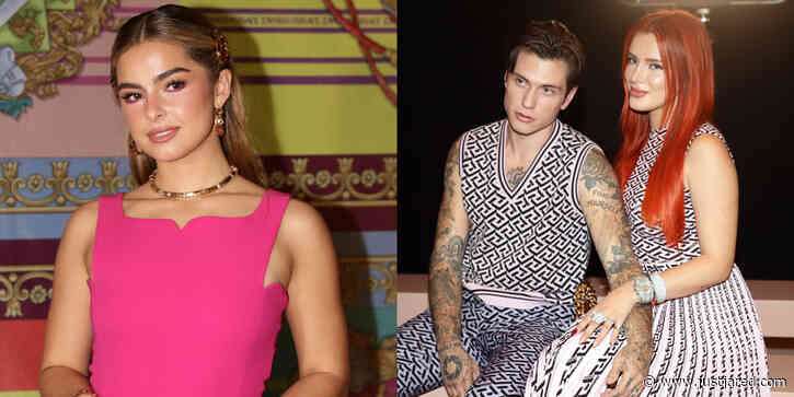 Addison Rae Joins Bella Thorne & Becky G On The Front Row For Versace's Fashion Show