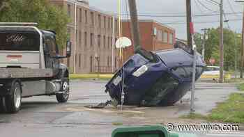 Suspects in Buffalo robbery crash and flip getaway car