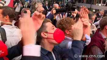 Celebrations at SPD headquarters after exit poll