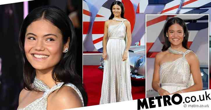Emma Raducanu serves on the red carpet with the royal family at No Time To Die premiere
