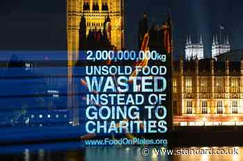 Carrots projected onto Houses of Parliament as charity FareShare calls for food waste funding - Evening Standard