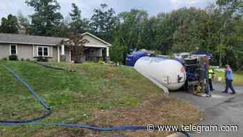 Propane delivery truck overturns on Route 146 in Sutton - Worcester Telegram