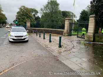 Bolton: Chorley New Road entrance to Queens Park taped off