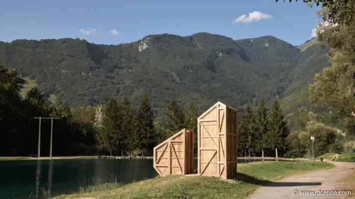 Nine wooden cabins from Lake Annecy Cabin Festival