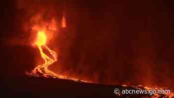 Lava from Spanish island volcano quickens pace toward sea