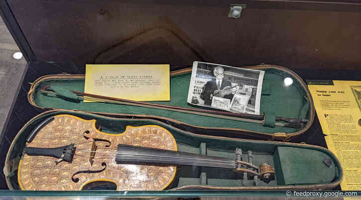 See a violin made from 12,000 postage stamps