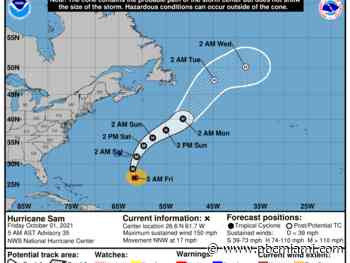 Hurricane Sam To Bring Tropical Storm Conditions To Bermuda