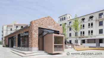 BLUE Architecture adds rectangular coffee shop to red brick building in China - Dezeen