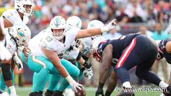 Dolphins center Deiter (foot, quad) out Sunday