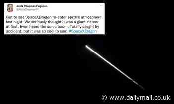 SpaceX's Dragon capsule looks like a shooting star as it causes sonic boom as it returned to Earth