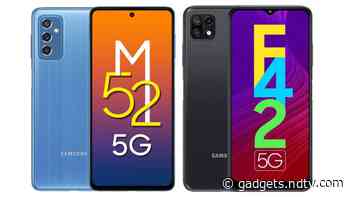 Samsung Galaxy M52 5G, Galaxy F42 5G Go on Sale in India With Amazon, Flipkart Festive Discounts