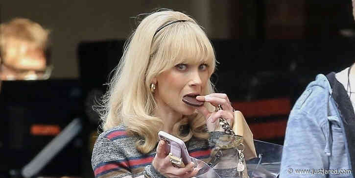 Juno Temple Grabs A Chocolate Snack on 'The Offer' Set