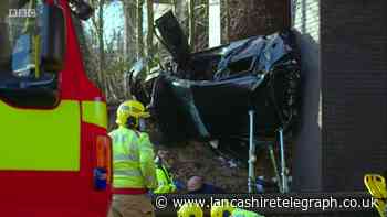 Crash on M65 featured on Ambulance as car 'flew up' embankment