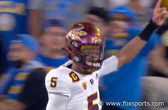 Jayden Daniels links up with Ricky Pearsall for a 65-yard touchdown, brings Arizona St. to tie with UCLA, 17-17