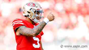 49ers QB Lance replaces injured Garoppolo at half