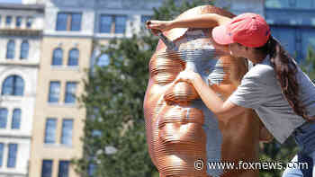 George Floyd memorial statue vandalized in NYC