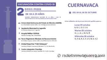 Jóvenes de 18 a 29 años de edad en Cuernavaca recibirán segunda dosis contra COVID-19 - Radio Formula CD. Juaréz