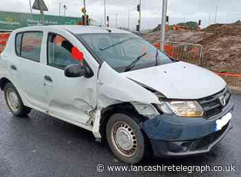 Police stop driver as smashed-up car seen travelling on M6